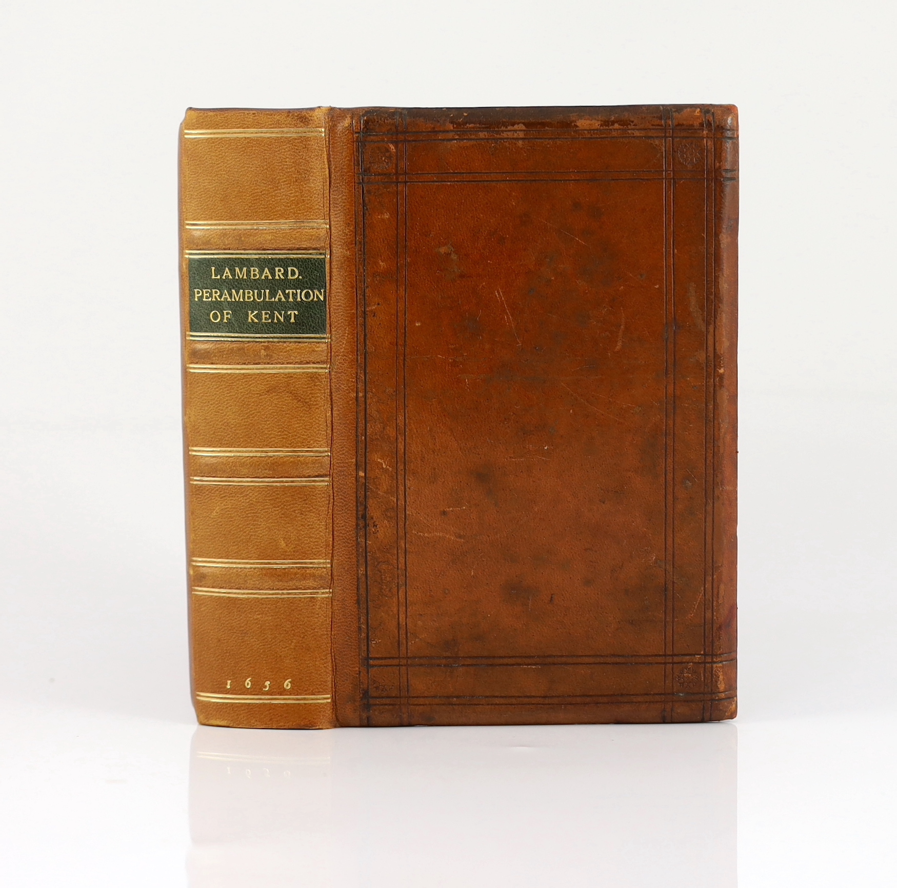 Lambarde, William - The Perambulation of Kent ... (5th edition), corrected and enlarged. To which is added the Charters, Laws and Privileges of the Cinque Ports ... old blind ruled calf, sometime rebacked with gilt ruled